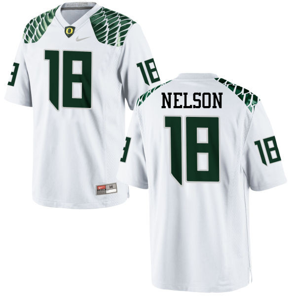 Men #18 Charles Nelson Oregon Ducks College Football Jerseys-White - Click Image to Close
